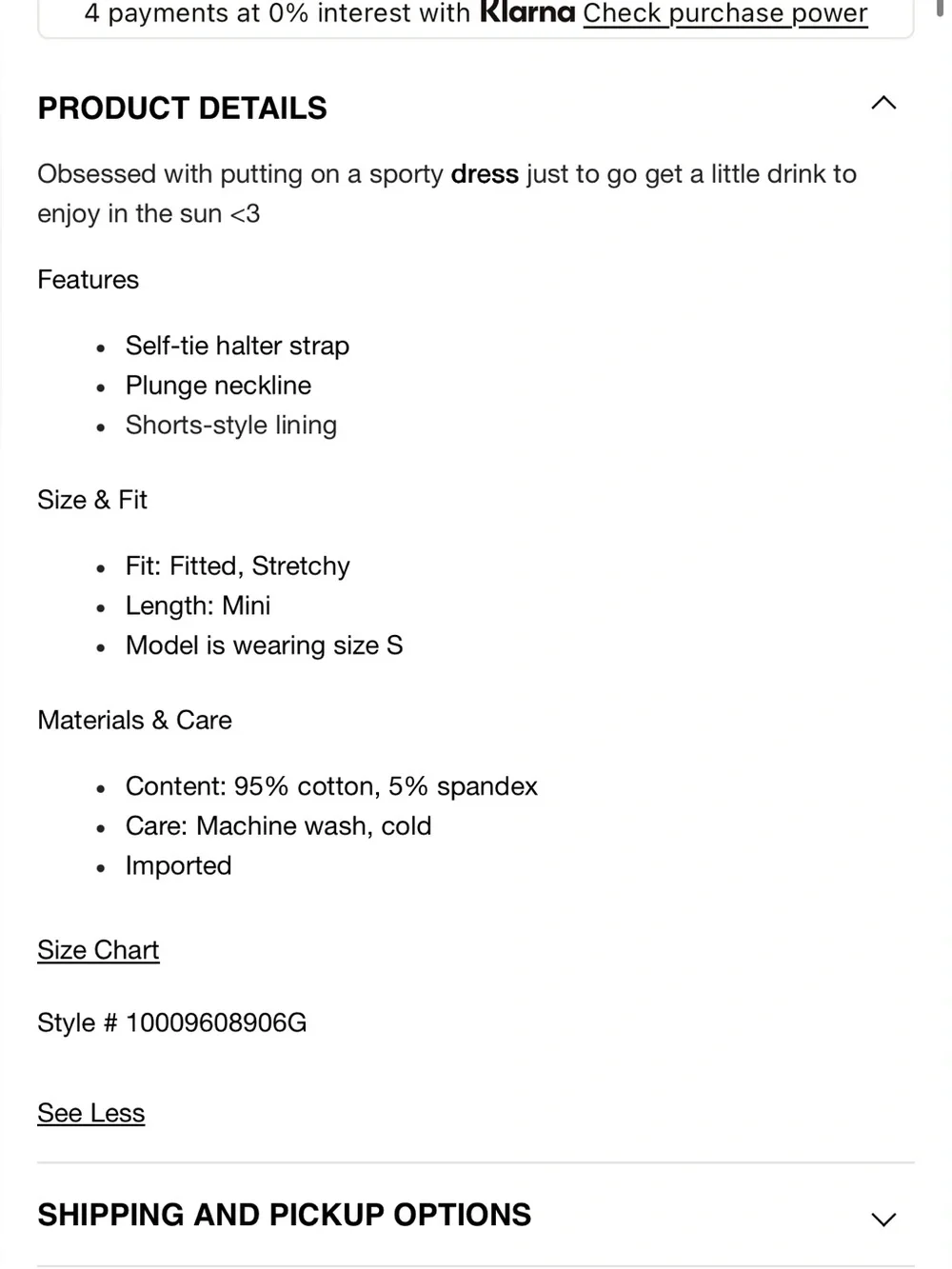 NWT - Garage - Pique Deep Plunge Halter Dress